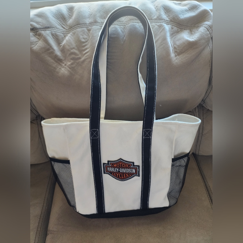 Harley-Davidson Black and White Duffel Bag with Logo